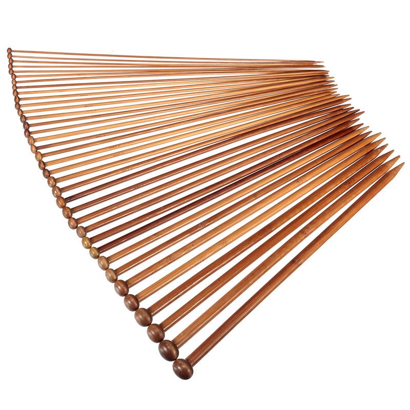 36Pcs 18size 35cm Carbonized Bamboo Single Pointed Knitting Needles Yarn Tools eBay