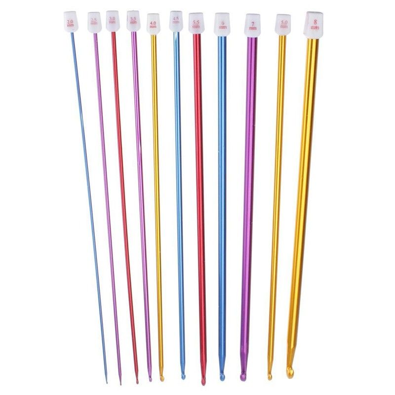 11pcs 10.6" multicolour Aluminum TUNISIAN / AFGHAN Crochet Hooks
