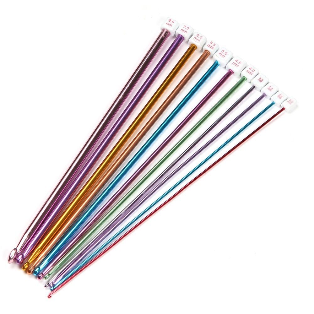 11pcs 10.6" multicolour Aluminum TUNISIAN / AFGHAN Crochet Hooks