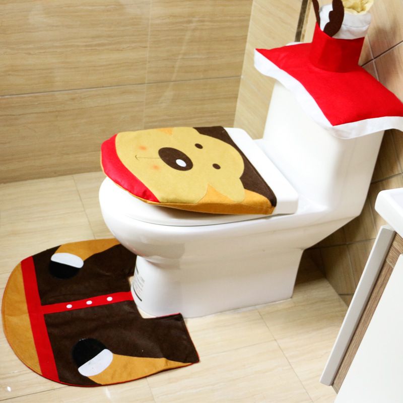 3Pcs Happy Santa Snowman Bathroom Toilet Seat Cover